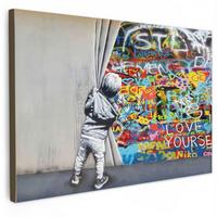 LEINWANDBILD Graffiti - Junge - Ilussie - Straßenkunst Gemälde 60x40 cm - Hellgrau, Textil (60/40cm) - MuchoWow