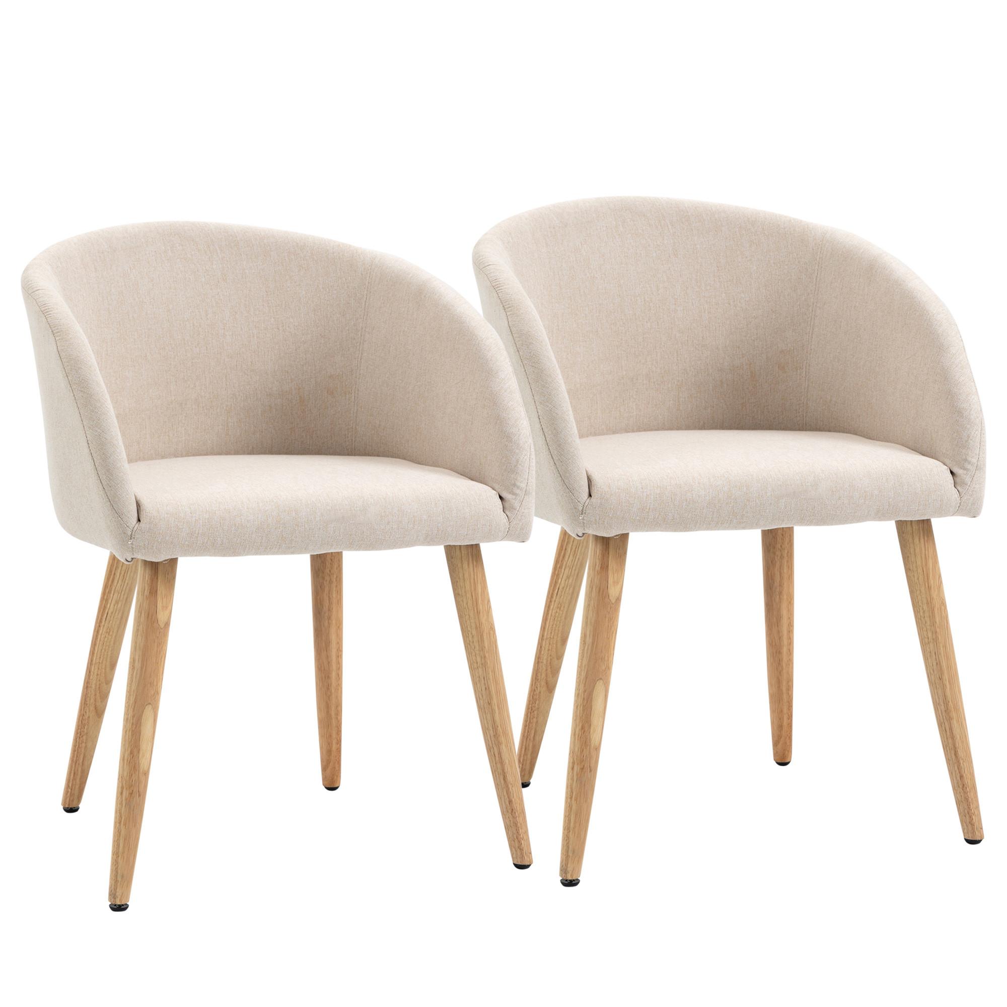 ESSSTÜHLE 2er Set Polyester Metall Beige - Beige/Naturfarben, Holz/Textil (55/74/56cm) - HOMCOM