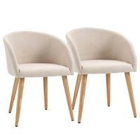 ESSSTÜHLE 2er Set Polyester Metall Beige - Beige/Naturfarben, Holz/Textil (55/74/56cm) - HOMCOM
