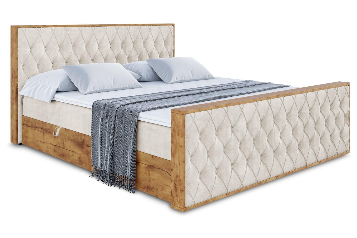 BOXBETT mit Matratze H3 und Lattenrost - LOLLI5-Z - 180x200 - Beige Casablanca - Beige, Holzwerkstoff (180/200cm) - ALTDECOR