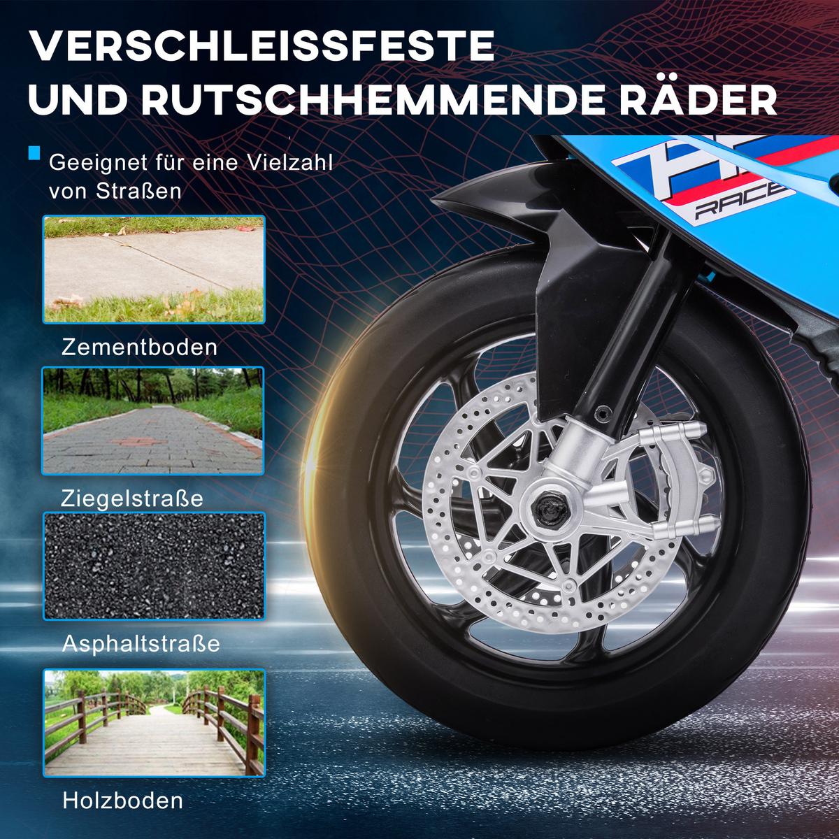 KINDER Elektro-Motorrad Kindermotorrad 6V Elektrofahrzeug Elektro-Dreirad Blau - Blau, Kunststoff (82.5/42/54cm) - HOMCOM
