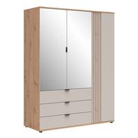 SCHRANK 3 Türen Ezra Kaschmir und Holz - Beige, Holzwerkstoff (150.5/195.5/56cm) - Petits-meubles