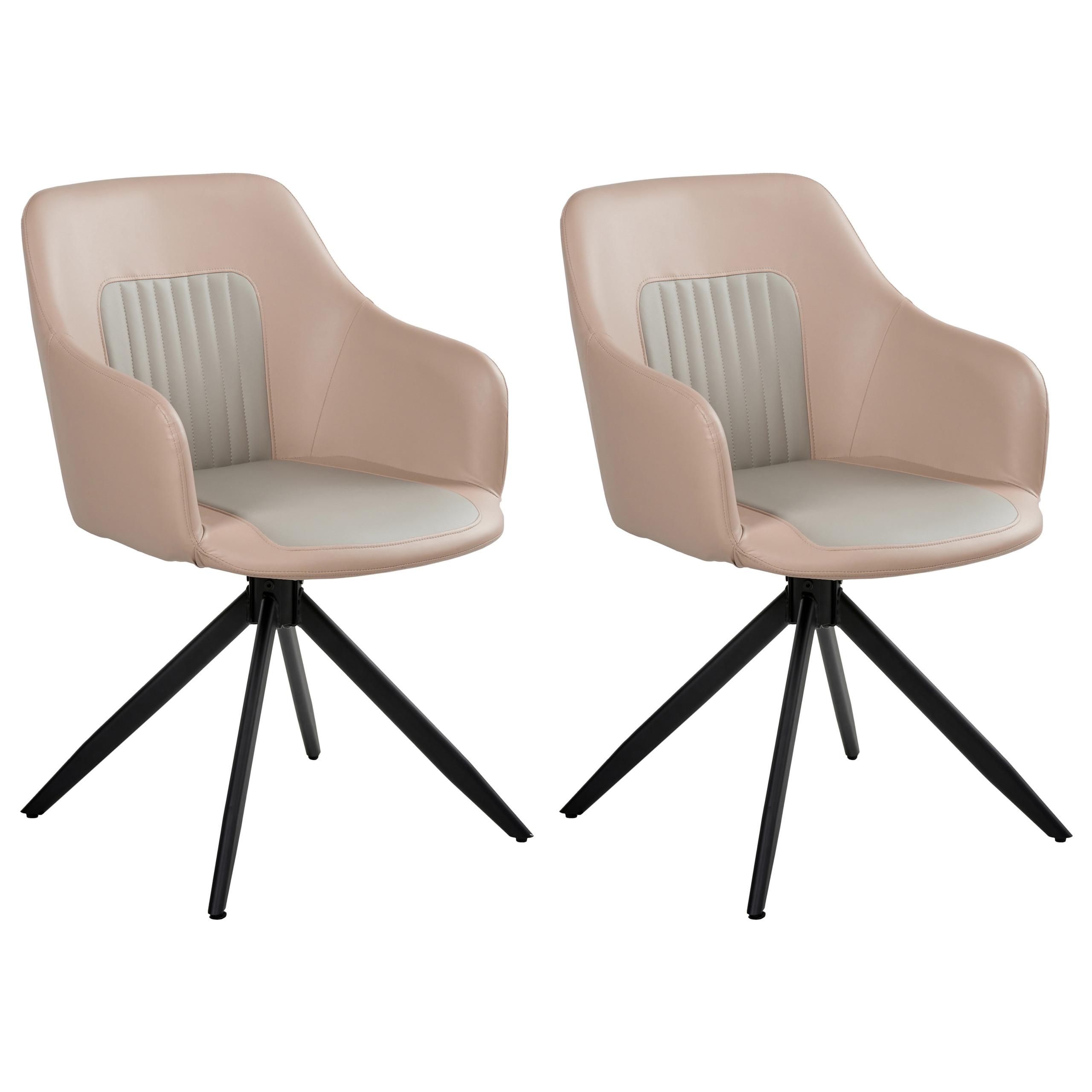 ESSZIMMERSTUHL 2er-Set drehbar Kunstleder Sandbeige Likely - Sandfarben, Kunststoff (56/85/71cm) - Beliani