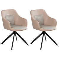 ESSZIMMERSTUHL 2er-Set drehbar Kunstleder Sandbeige Likely - Sandfarben, Kunststoff (56/85/71cm) - Beliani