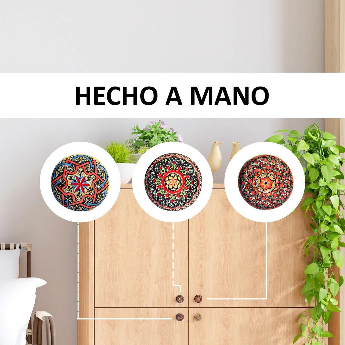 KERAMIKKNÖPFEN Set mit 10 mit verschiedenen floralen Vintage-Motiven 40 mm Durchmesser. - Beige, Keramik (4/4/6.9cm) - Nacnic