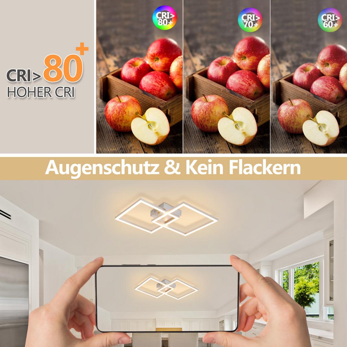 LED DECKENLEUCHTE Felwynne 39.5/39.5/6.7 cm - Silberfarben, Kunststoff (39.5/39.5/6.7cm) - ZMH