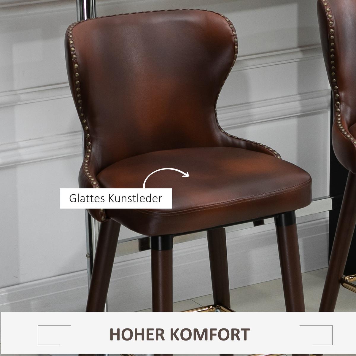 BARHOCKER, Holz, Metall Kunstleder Braun - Braun, Holz (53/101/52cm) - HOMCOM
