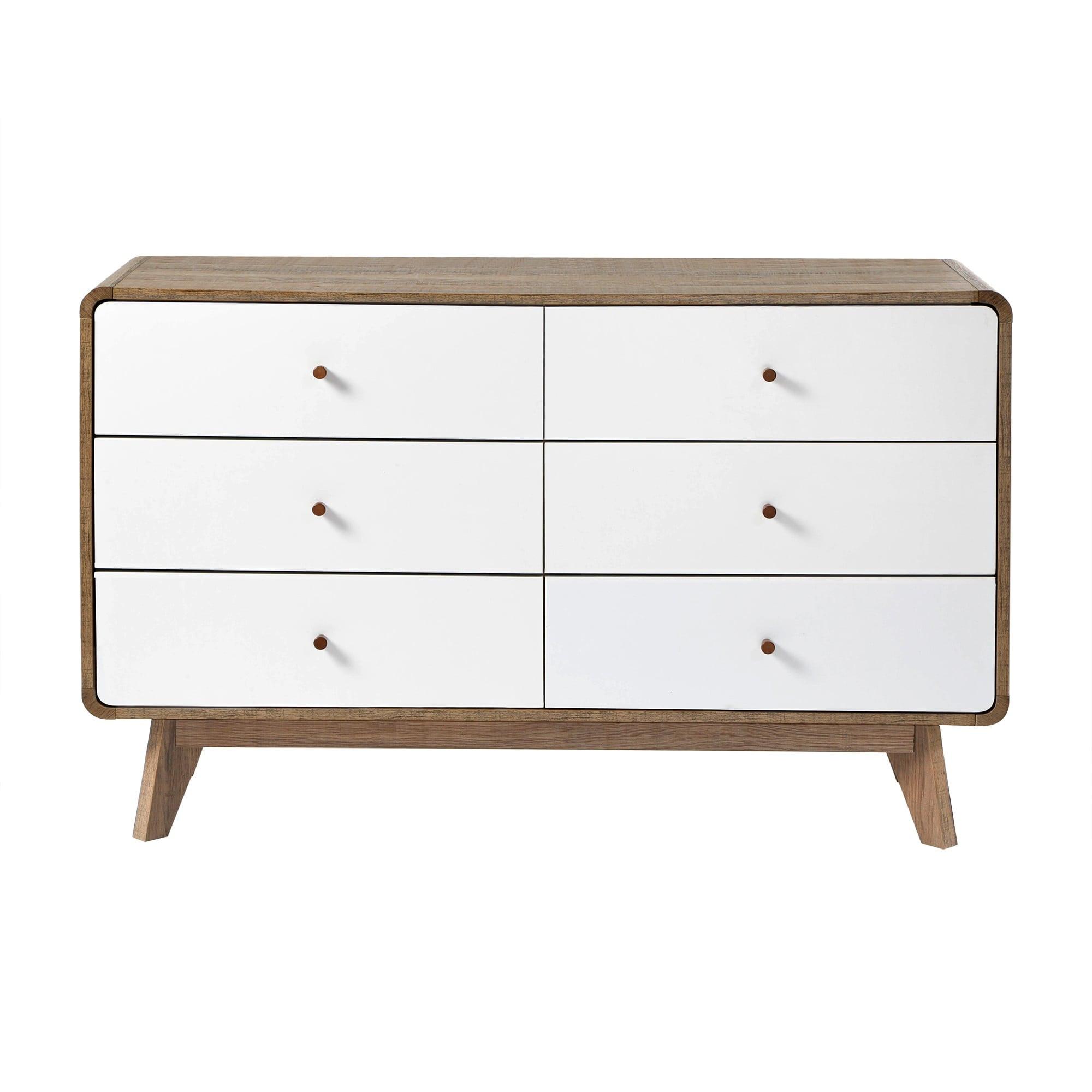 KOMMODE 6 schubladen holzdekor und weß albura 39/75,5/120 cm - Nussbaumfarben, Holzwerkstoff (120/75.5/46.5cm) - Calicosy