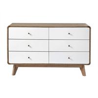 KOMMODE 6 schubladen holzdekor und weß albura 39/75,5/120 cm - Nussbaumfarben, Holzwerkstoff (120/75.5/46.5cm) - Calicosy
