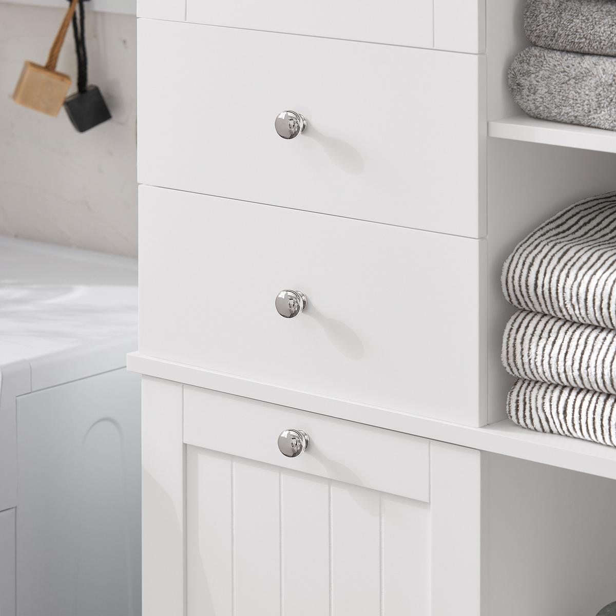 HOCHSCHRANK mit Wäschesack, Badezimmerschrank, 60x37x171cm - Weiß, Holzwerkstoff (60/171/37cm) - SoBuy