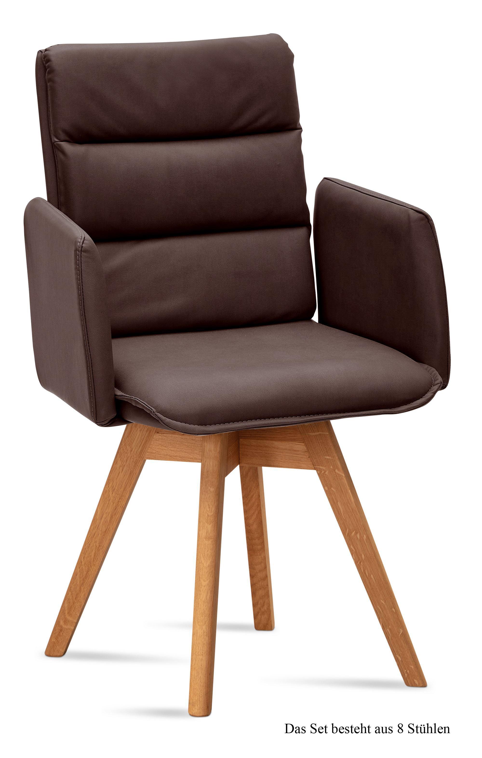 ARMLEHNSTUHL drehbar (8er-Set) Dorri 52x92x60 Eiche geölt/Braun - Eichefarben/Braun, Kunststoff (60/92/52cm) - 58aufmkessel