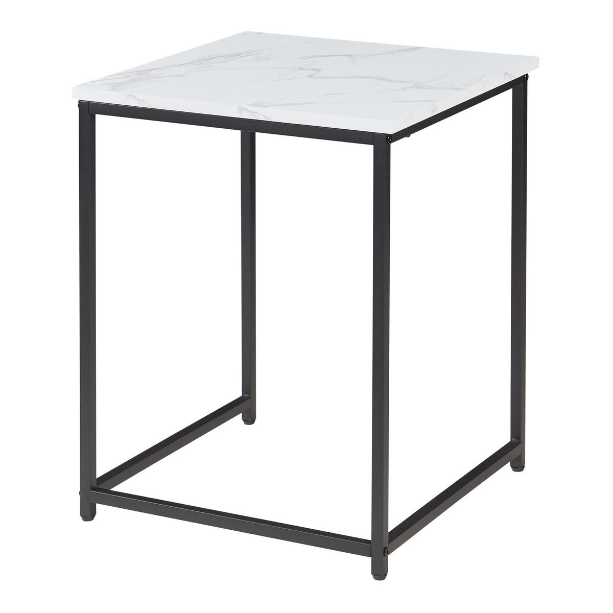 BEISTELLTISCH-SET 3 TLG. Trollhättan - Schwarz/Weiß, Holzwerkstoff/Metall (50/50/60cm) - [en.casa]
