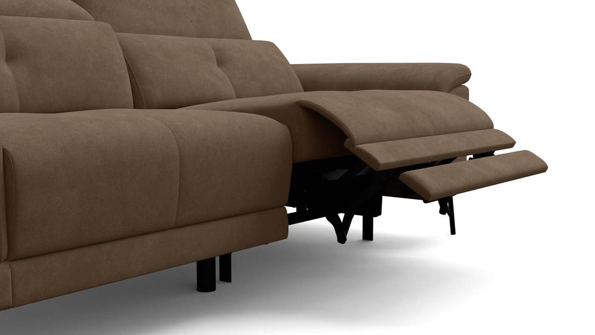 SOFA RELAX AVENA 3-Sitzer, brauner Veloursstoff - Schwarz/Braun, Holz/Textil (204/80/108cm) - Courtois Laville