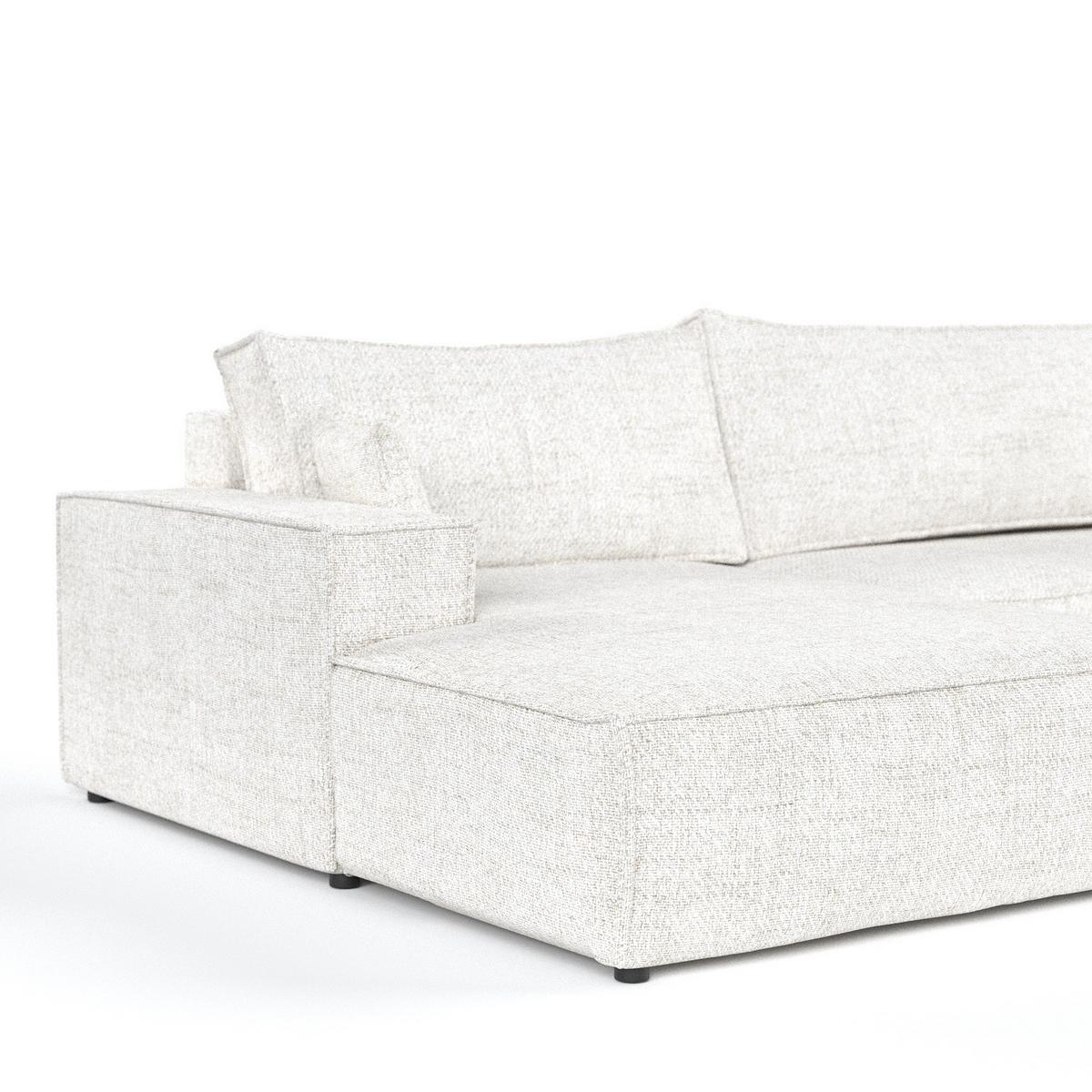 WOHNLANDSCHAFT NUBO mit Schlaffunktion Creme im Neve Stoff - Creme/Schwarz, Holz/Holzwerkstoff (398/70/148cm) - AltaBeds