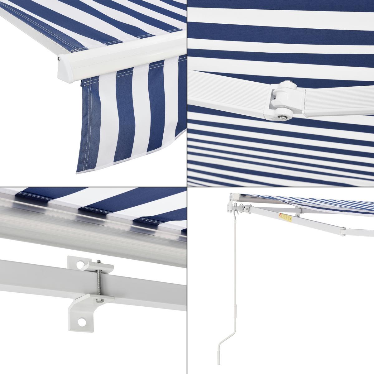 GELENKARMMARKISE Bitonto - Blau/Weiß, Textil/Metall (250/0.1/200cm) - [en.casa]