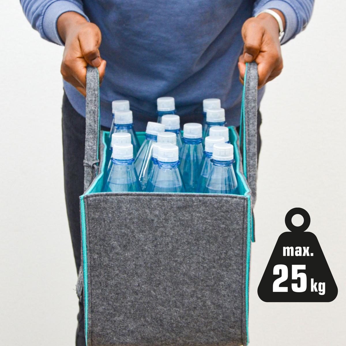 FILZTASCHE, 50x25x25 cm, Grau/türkis - Grau, Kunststoff (50/25/25cm) - Dunedesign