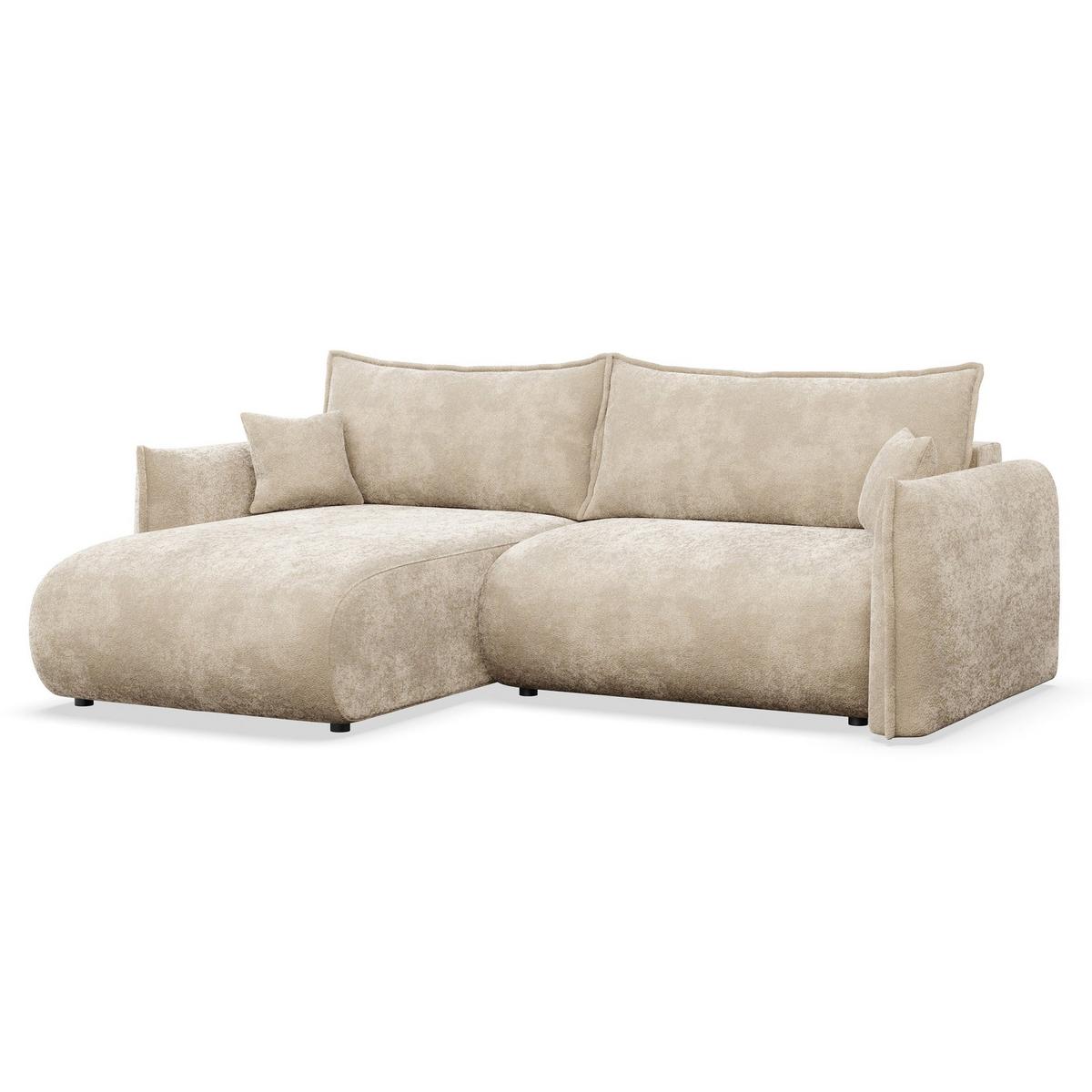 ECKSOFA Cushi Beige-Chenille - Beige/Schwarz, Kunststoff/Textil (252/183cm) - Selsey