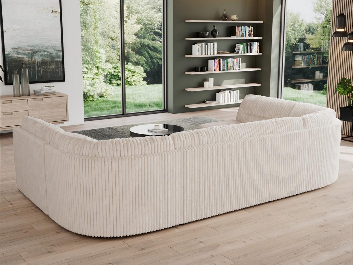 WOHNLANDSCHAFT MORBIDO U Beige Cord - Beige/Silberfarben, Textil/Metall (340/93/206cm) - MKS