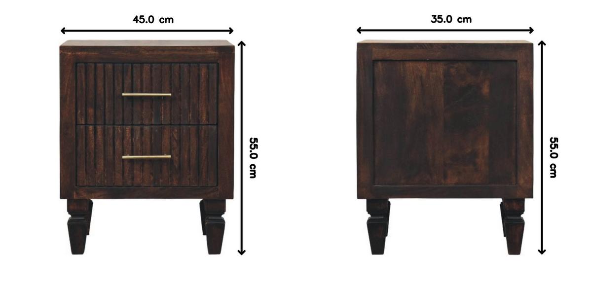 NACHTKASTEN Belmont, 2 Schubladen, Dunkelbraun - Dunkelbraun/Messingfarben, Holz/Metall (45/55/35cm) - Artisan Furniture