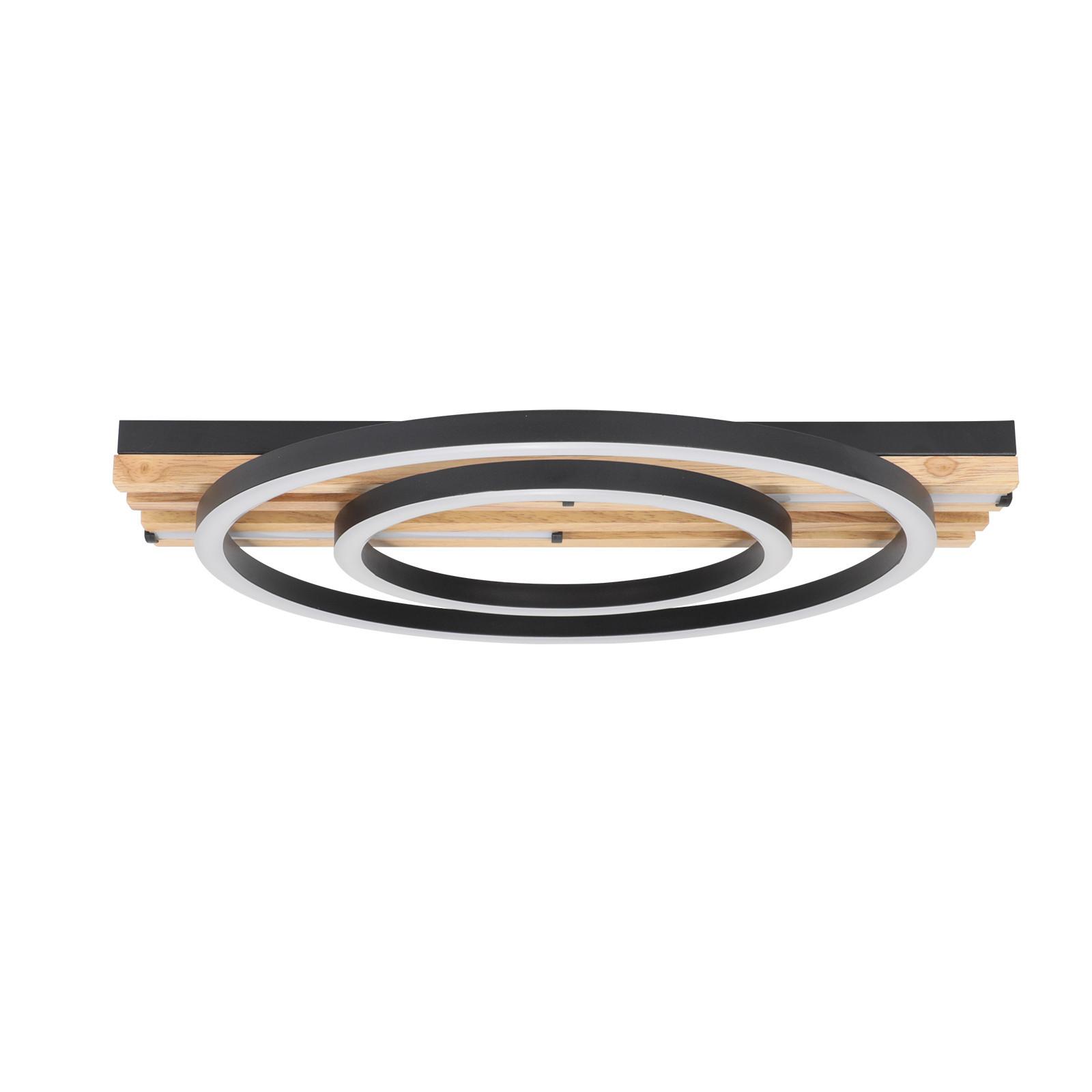 LED DECKENLEUCHTE Qlenli 38/32/6.8 cm - Schwarz, Holz/Metall (38/32/6.8cm) - ZMH