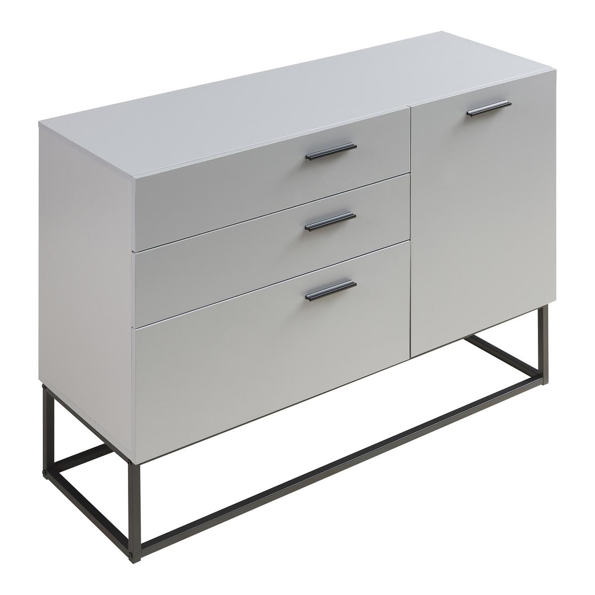 SIDEBOARD Lavangen - Hellgrau/Schwarz, Holzwerkstoff/Metall (100/75/35cm) - [en.casa]