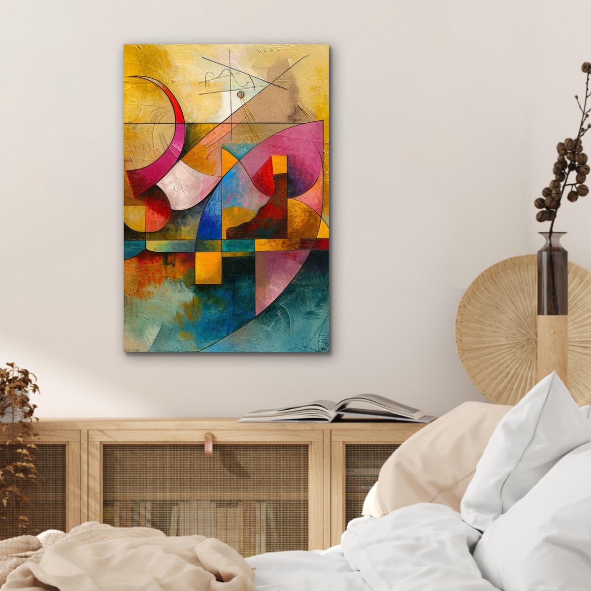METALLBILD Kunst - Abstrakt - Modern Deko Schlafzimmer 40x60 cm - Gelb, Metall (40/60cm) - MuchoWow