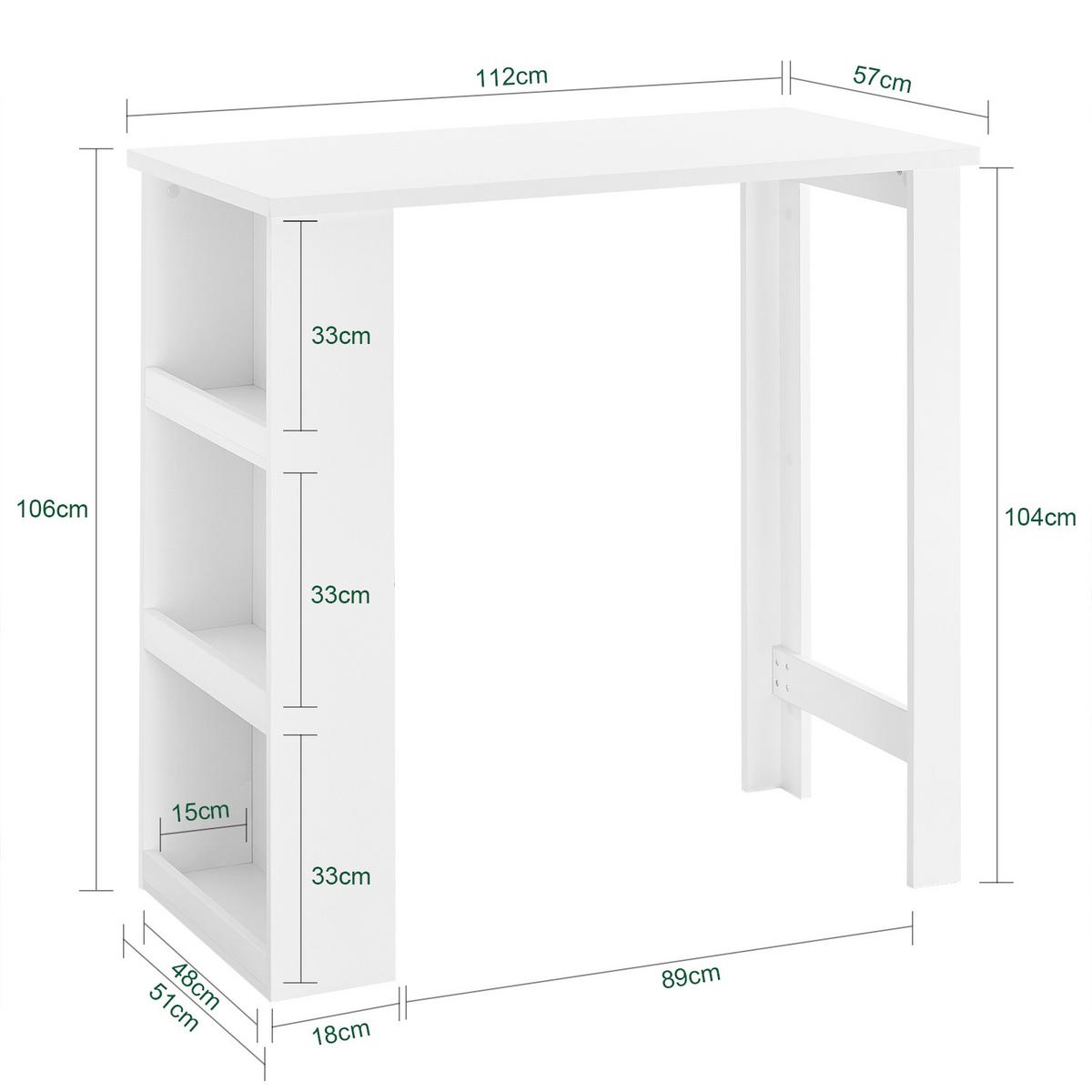 BARTISCH Weiß - Weiß, Holzwerkstoff (57/112/106cm) - SoBuy
