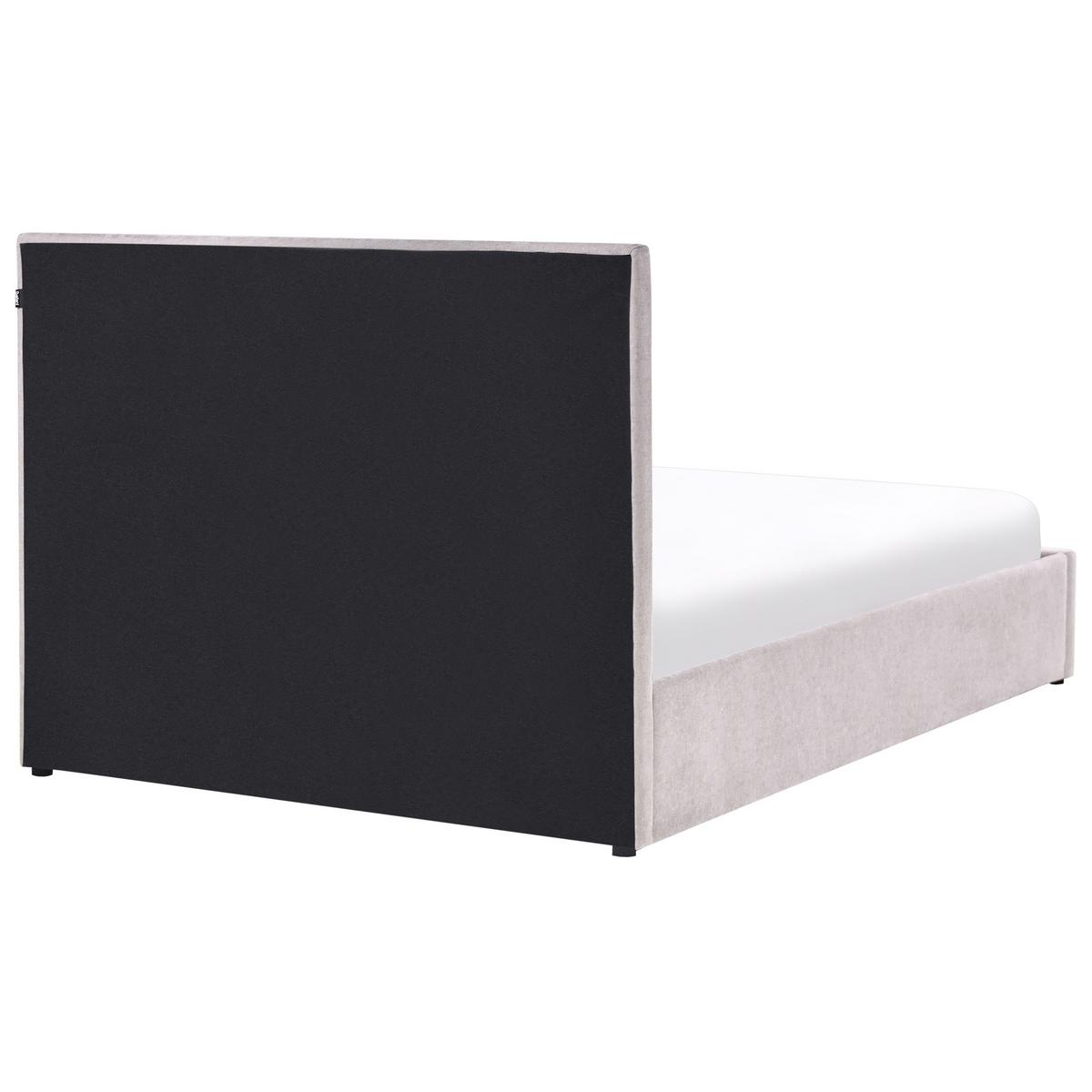 BETT mit Stauraum 140/200 cm Chenillegewebe Taupe Quiberon - Taupe, Textil (140/200cm) - Beliani