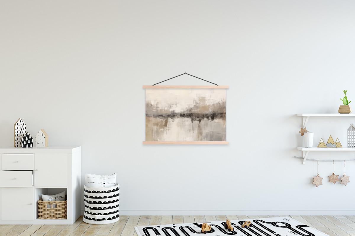 POSTER MIT MAGNETLEISTEN Moderne Kunst - Abstrakt - Beige Wanddeko 90x60 cm - Beige, Textil (90/60/0.15cm) - MuchoWow