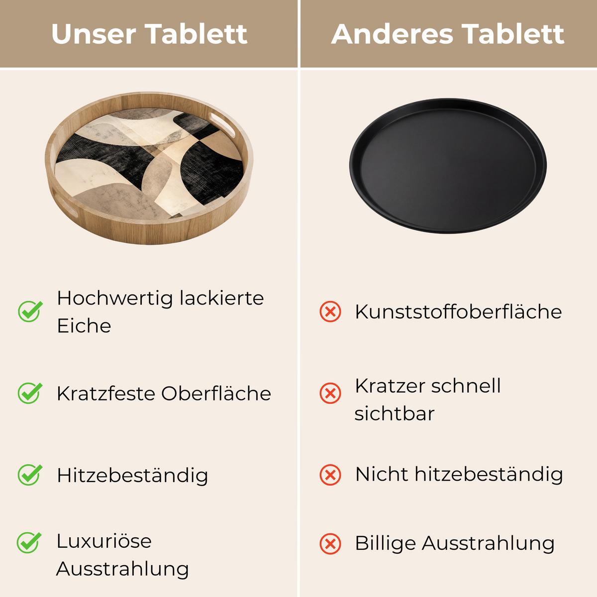 TABLETT Abstrakt - Formen - Modern - Beige 40x40 cm - Beige, Holz (40/5/5cm) - OnlyWow