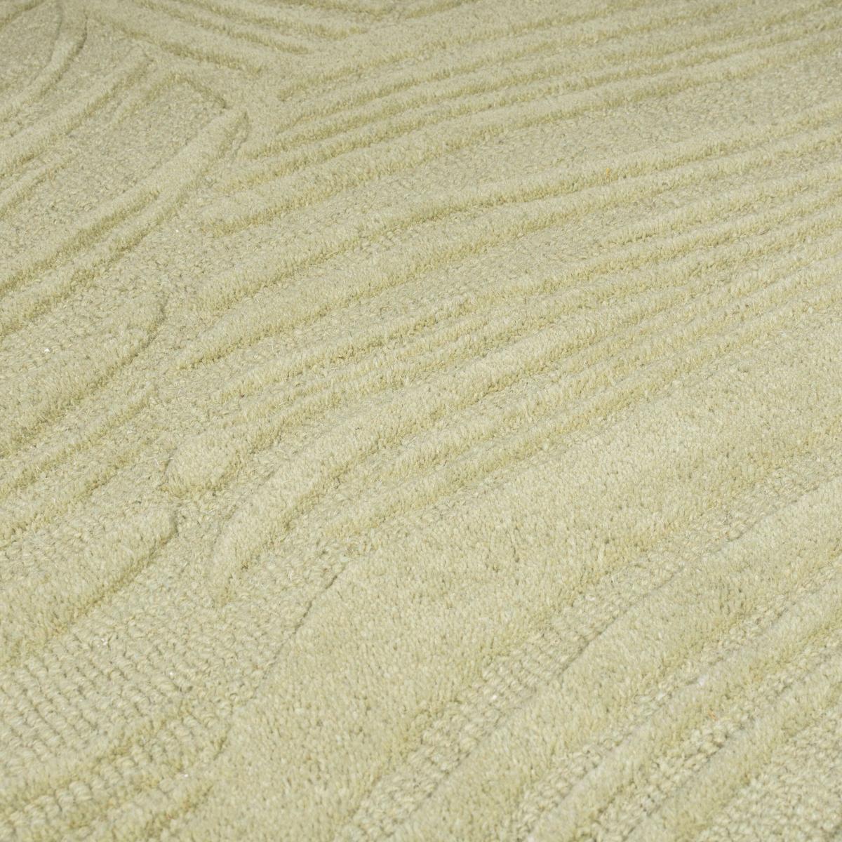 WOLLTEPPICH LEVEN, floral, Grün-Beige, Ø 160 cm - Grün, Textil (160/160cm) - KADIMA DESIGN
