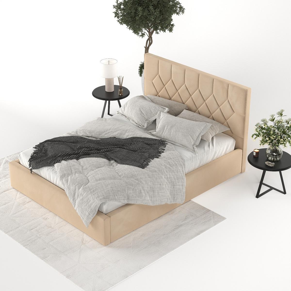 POLSTERBETT Brisa 140/200 cm Beige im Kronos Stoff - Beige/Schwarz, Holz/Holzwerkstoff (140/200cm) - AltaBeds
