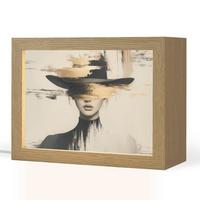 TISCHLEUCHTE Frau - Hut - Farbe 20x15 cm - Braun, Holzwerkstoff (8/20/15cm) - OnlyWow