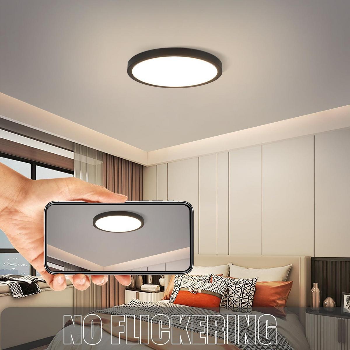LED-DECKENLEUCHTE Dornschlag 22.0/2.5/22.0 cm - Schwarz, Kunststoff (22/22/2.5cm) - ZMH