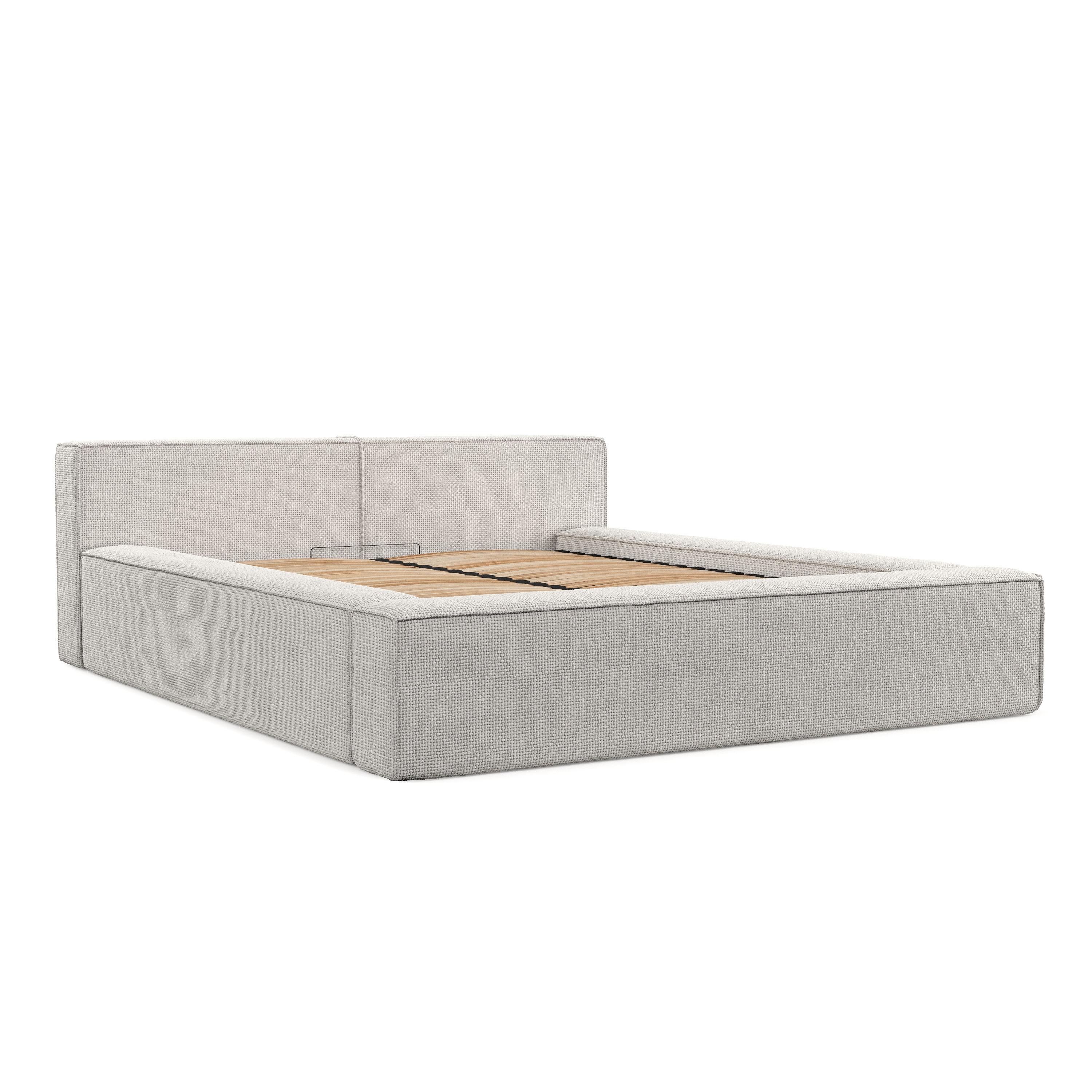 POLSTERBETT Casto mit Stauraum 140/200 cm Creme im Bonita Stoff - Creme/Schwarz, Holz/Holzwerkstoff (140/200cm) - AltaBeds