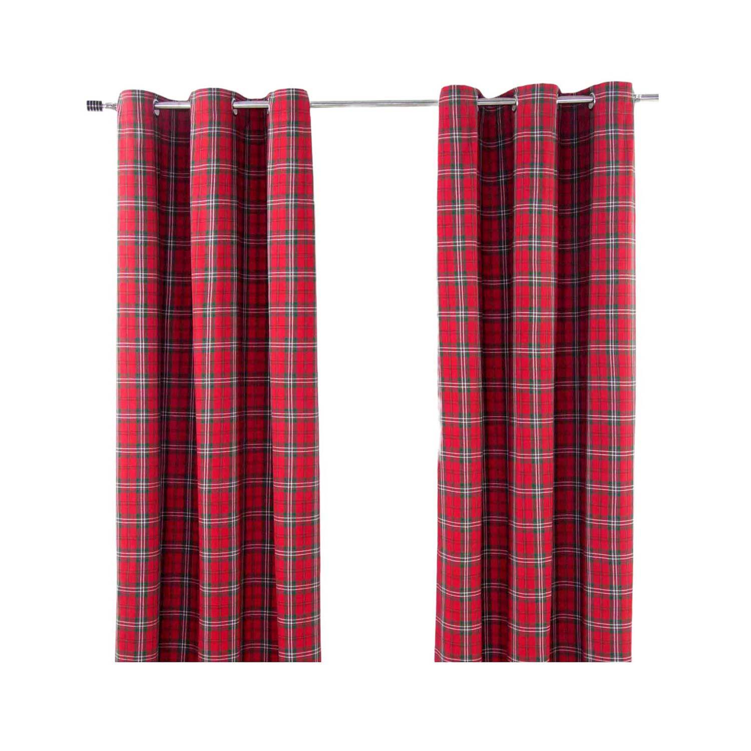 ÖSENVORHANG Schottenkaro Edward blickdicht 2er-Set, 137/182 cm - Hellrot, Textil (137/182cm) - Homescapes