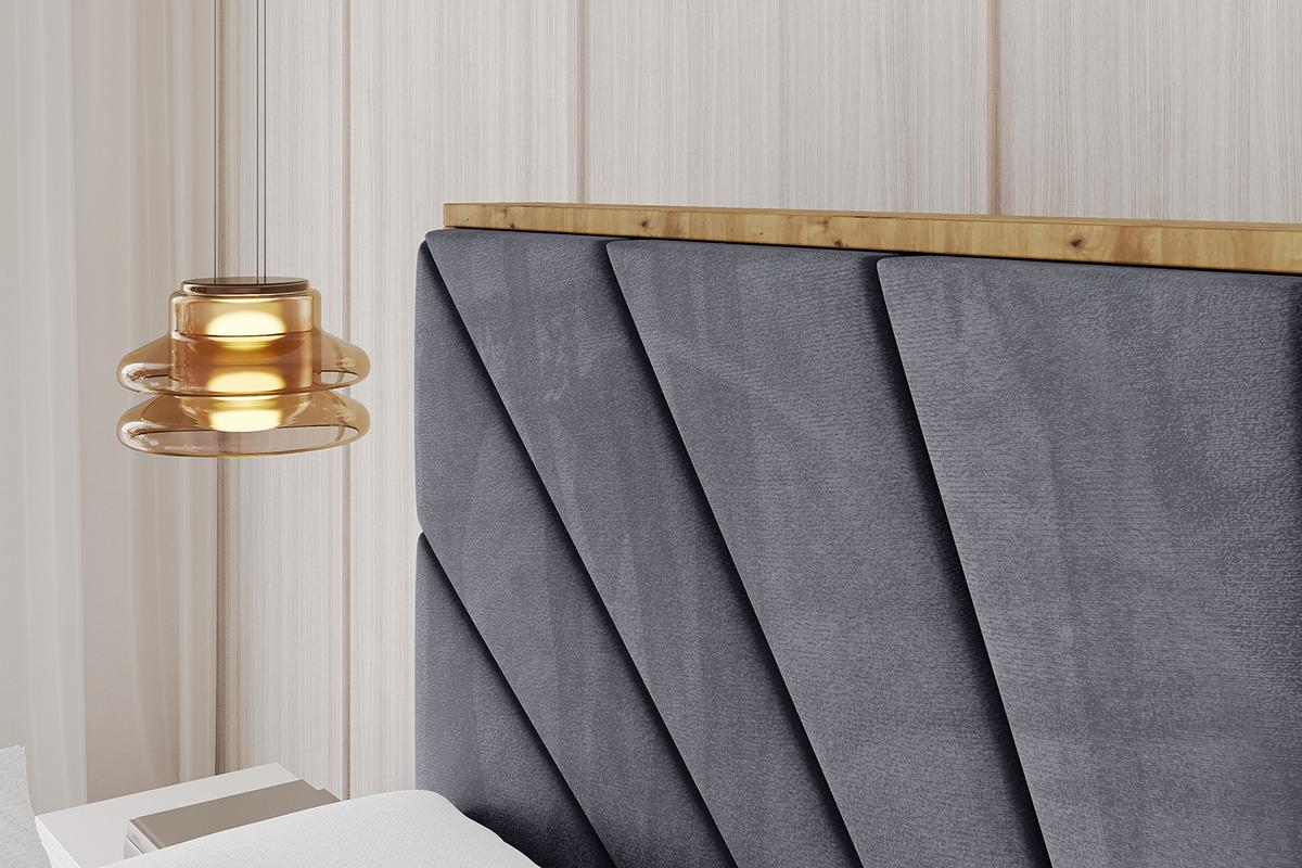 POLSTERBETT mit Bettkasten, Fußteil und Lattenrost, Boxbett mit Matratze H3/H4 - ENZO6-Z 200x200 Dunkelgrau - Dunkelgrau, Holzwerkstoff/Textil (200/200cm) - ALTDECOR