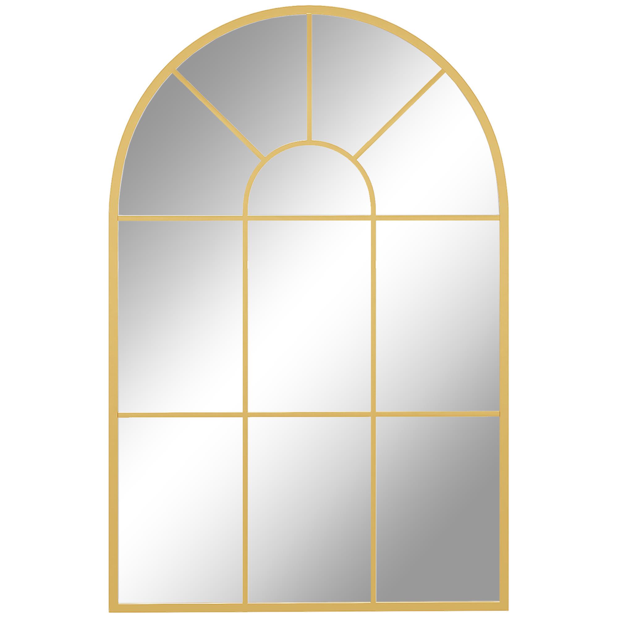 WANDSPIEGEL Fensterspiegel 91 x 60 cm Dekorativ Spiegel mit Metallrahmen Gold - Goldfarben, Glas/Metall (2/60/91cm) - HOMCOM