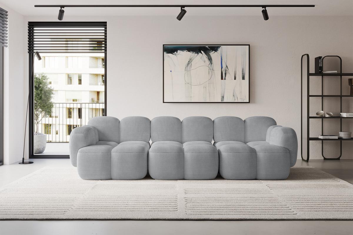3-SITZER modulares Sofa Miko-S2 300x118x75 cm Grau Cord - Anthrazit/Schwarz, Holzwerkstoff/Kunststoff (300/75/118cm) - ALTDECOR