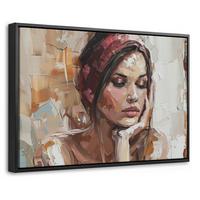LEINWAND Bilder mit Rahmen - Frau - Lackierung - Porträt - Modern - 30x20 - Altrosa, Textil (30/20cm) - MuchoWow