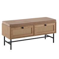 SCHUHBANK – 100x48x38 cm, Eiche-Dekor, Sitzfläche Stoff, mit Schubladen - Beige/Schwarz, Textil/Metall (100/48/38cm) - KADIMA DESIGN