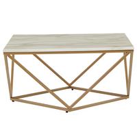 COUCHTISCH Marmor Optik beige/gold quadratisch 80/80 cm Malibu - Beige/Goldfarben, Holzwerkstoff (80/80/41cm) - Beliani