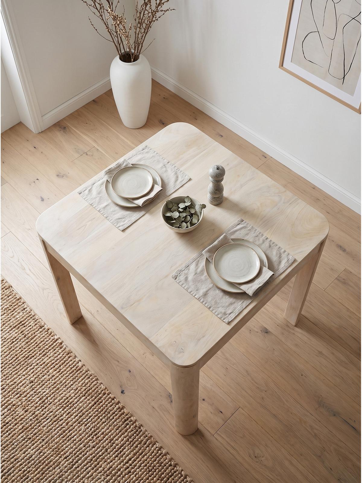 ESSTISCH CHARENTE, Mango Massivholz, handgefertigt, Weiß-Mango, 80 x 80 x 76 cm - Beige/Weiß, Holz (80/80/76cm) - KADIMA DESIGN