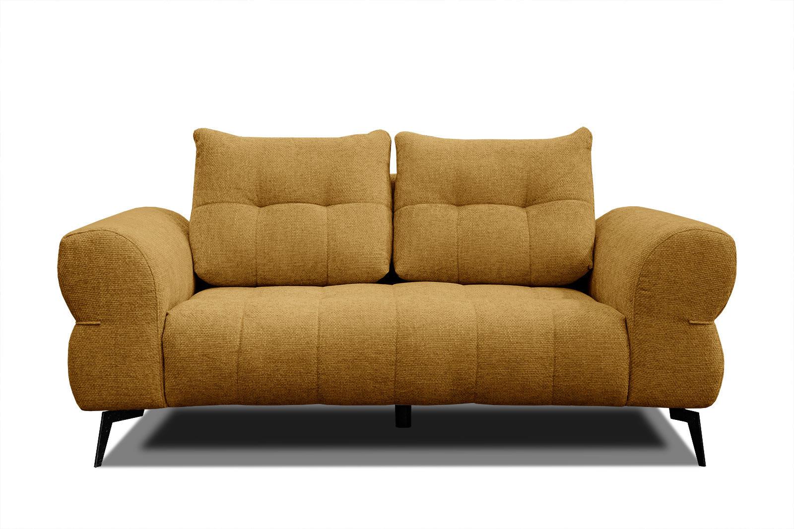SOFA SALVINI 2-Sitzer, dunkelgelb - Dunkelgelb/Schwarz, Holzwerkstoff/Textil (176/88/99cm) - Wozimo