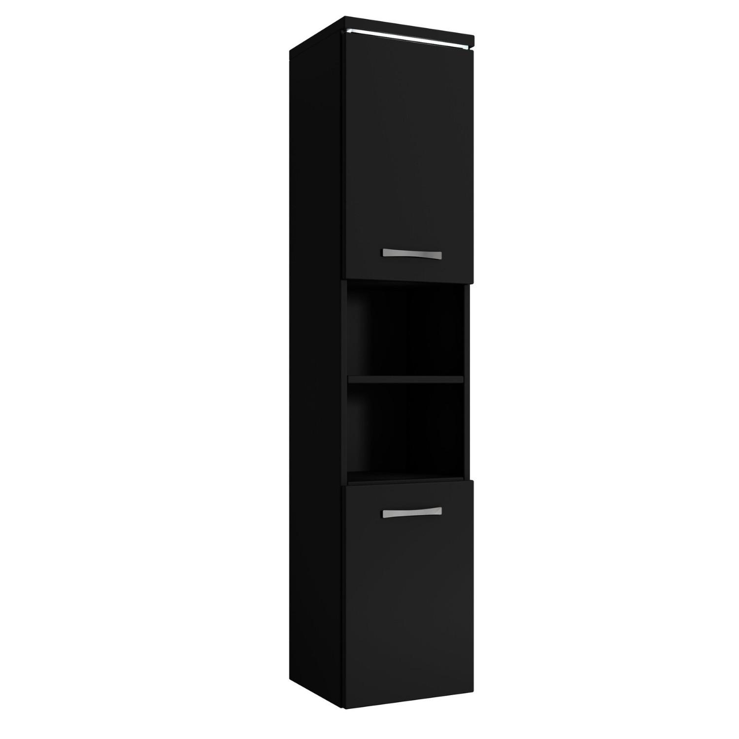BADEZIMMERSCHRANK Paso mit 2 Türen Schwarz Matt - 35 x 35 x 160 cm - Schwarz, Holz (35/160/35cm) - Badplaats