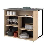 KÜCHENINSEL Eiche, grau 109 cm, Küchentheke mit Stauraum - Eichefarben/Grau, Holzwerkstoff (109/90/80cm) - Parisot Meuble