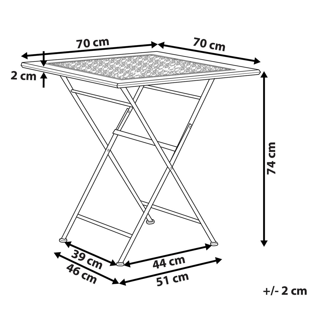 GARTENTISCH 70/70 cm Metall Schwarz Bormio - Goldfarben/Schwarz, Metall (70/70/74cm) - Beliani