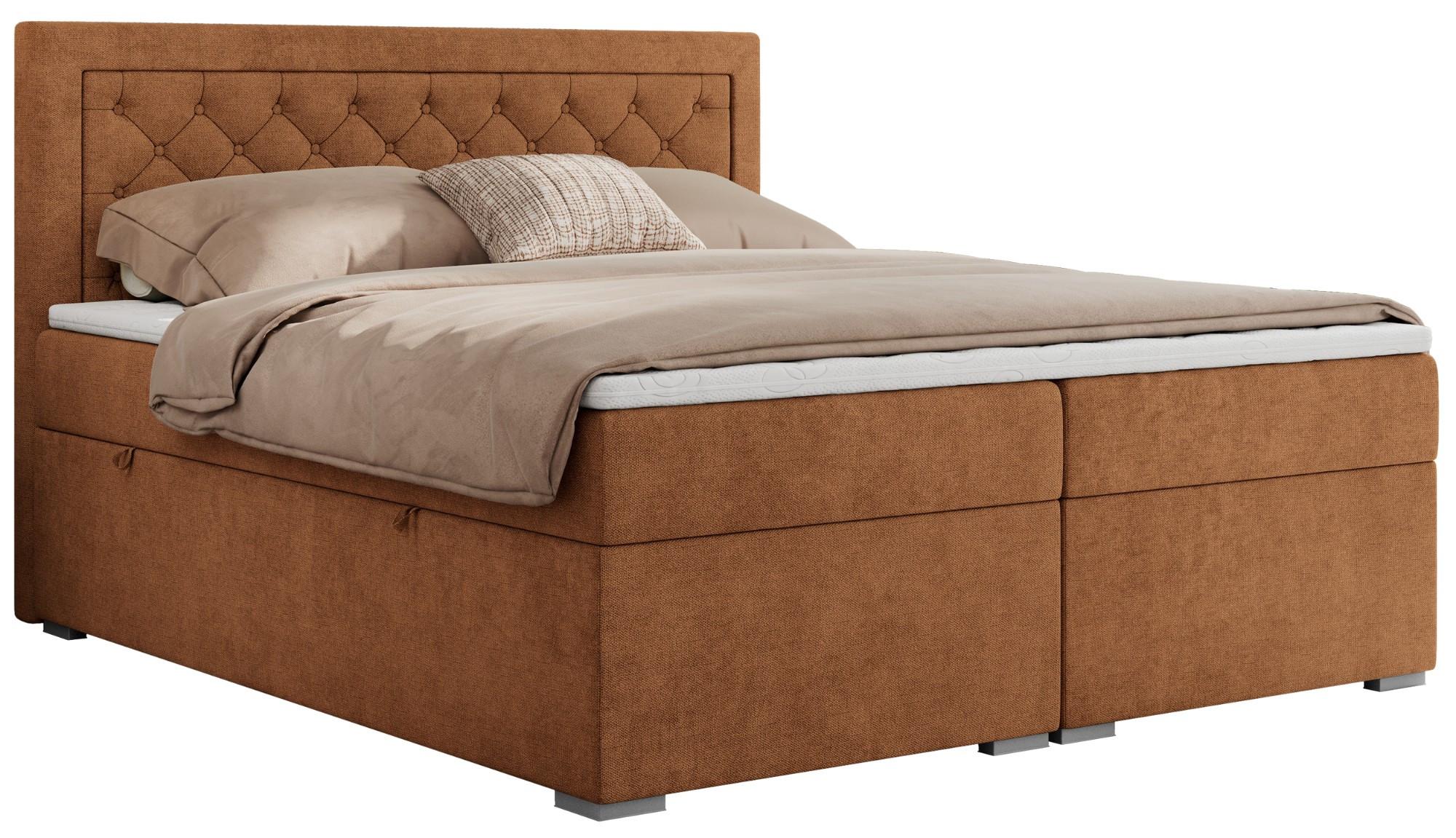 BOXBETT JASIR 120/200 - Orange Strukture - H4 - Orange, Holz/Textil (120/200cm) - MKS