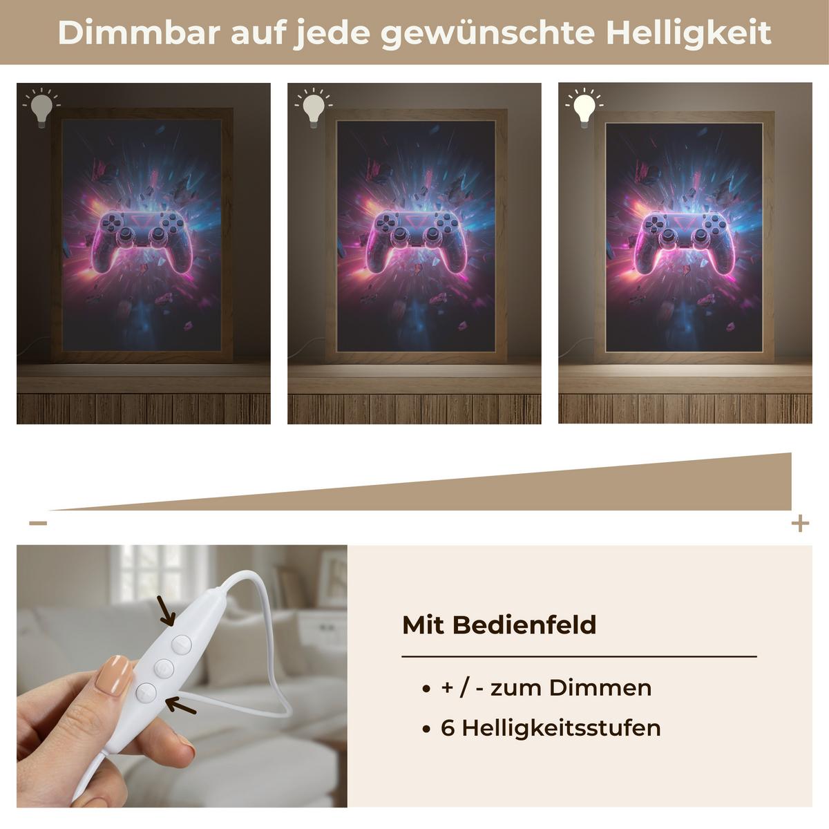 WANDLEUCHTE Controller - Neon - Explosion - Abstrakt 20x30 cm - Violett, Holzwerkstoff (20/30/8cm) - OnlyWow