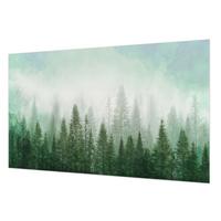 FOTOTAPETE 416x254 cm - Wolf im Wald - Grün, Textil (416/254cm) - Wallfluent